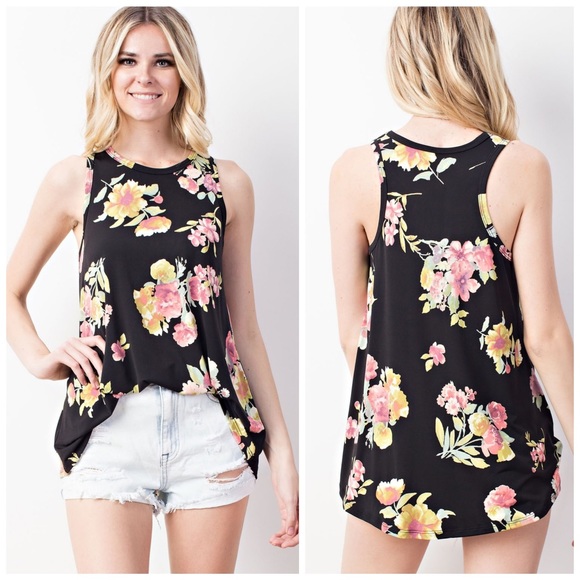 ❤️LAST 1!  Floral Racer Back Trapeze Tunic - Picture 4 of 5